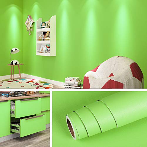 Livelynine Papel Pintado Infantil Niño Niña Papel Adhesivo Para Muebles Infantiles Vinilos Para Puertas de Armario Vinilo Adhesivo Manualidades Papel Pintado Autoadhesivo Vinilo Verde Mate 40CMX200CM