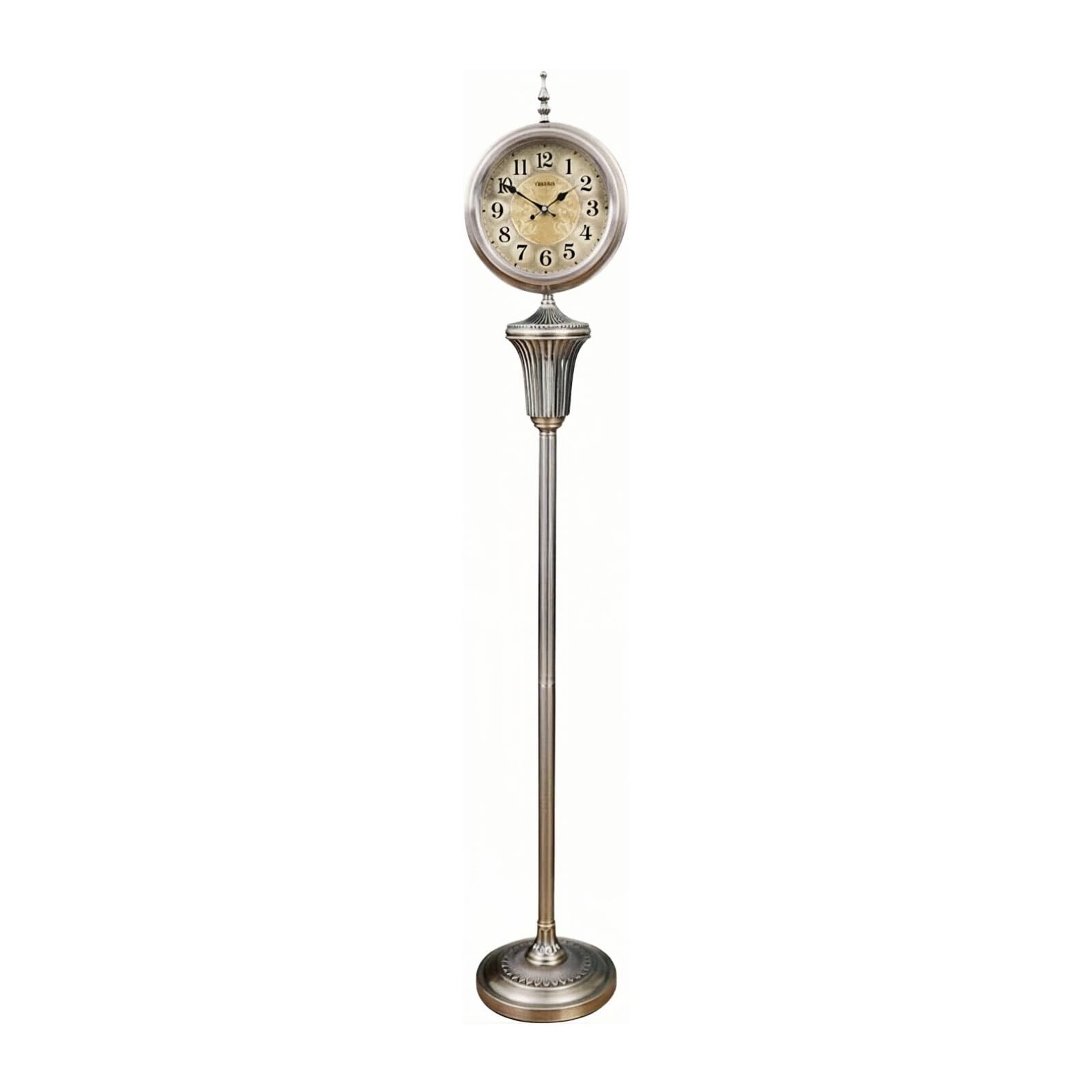 CYairong-22 Grandfather Clock Metal Floor Standing Clock Silent Decorative for Living Room and Bedroom Pendulum(Silver)