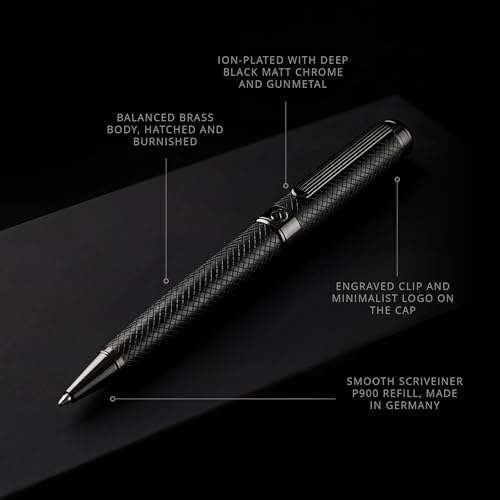 Image of Scriveiner All Black Ballpoint Pen -Stunning Luxury All Metal Matt Black Pen, Schmidt Black Refill, Best Gift Set for Men & Women, Professional Executive Office, Nice Fancy Designer Pens