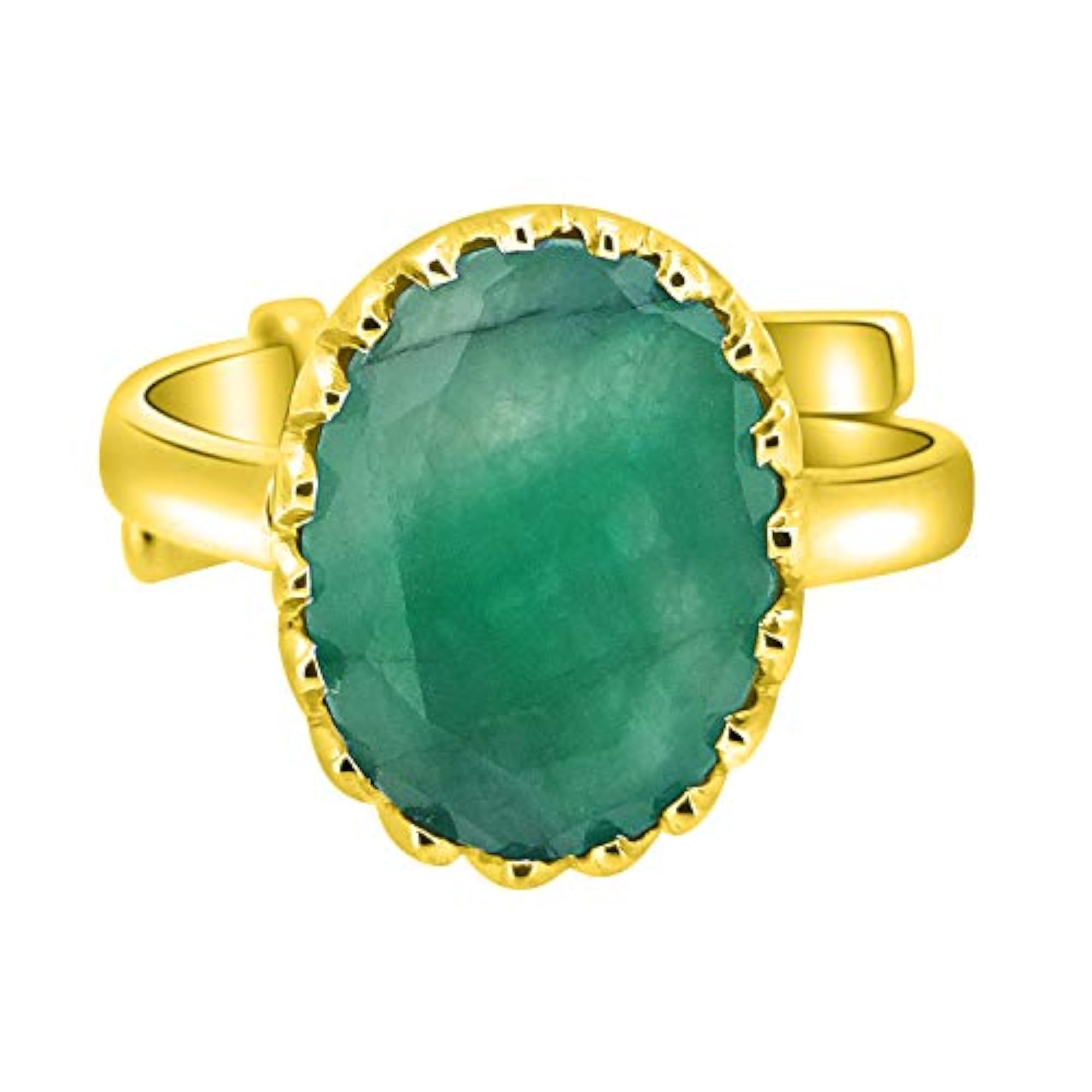 Ashtadhatu Adjustable Emerald Ring, Certified Gemstone