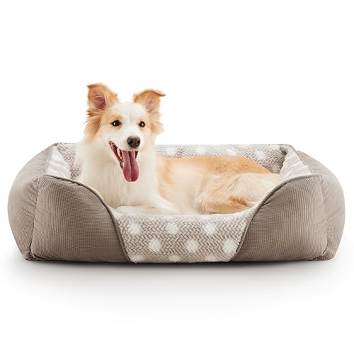Heymamba Large Dog Bed with Anti Collapse Particle Memory Sponge, Dog Beds Large Provides Support for All Joints, Washable Dogs Beds for Golden Retriever/Border Collie, 78x63x23cm