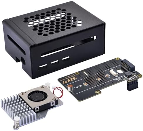 GeeekPi Metal Case with N04 PCIe M.2 Key-M NVMe SSD PCIe Peripheral Board for Raspberry Pi 5, with Raspberry Pi 5 Official Active Cooler