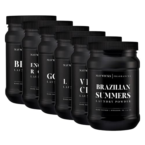 Mavwicks Fragrances - Powder Detergent Discovery Bundle 6 Pieces Set Includes (6 Scents) | Brazilian Summers, Enchanted Rouge, Goddess, Bel-Aire, Velvet Cherry & Luxe