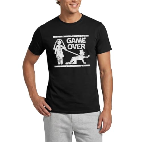 Spreadshirt EVG Mariage Game Over Humour T Shirt Homme, XL, Noir
