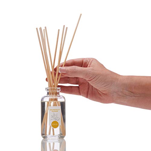 Natural Reed Diffuser Set by DANI Naturals - Fresh Grapefruit Ginger Fragrance - Aromatherapy Essentials Oils - Alcohol Free - 10 Diffuser Sticks - 3.5 Ounce Glass Bottle - Thumbnail 3