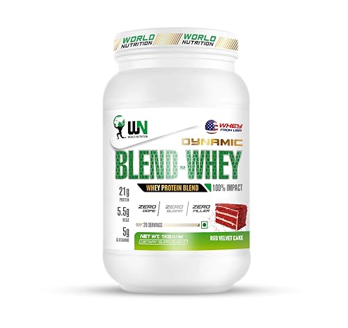 Image of Dynamic Blend Whey Protein | 21g Protein, 5.5g BCAA & 5g Glutamine | Muscle Building, Recovery, Lean Mass & Strength Support | Red Velvet Cake Flavor - 1kg