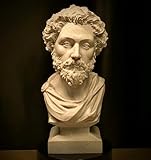 Marcus Aurelius Classical Roman Emperor Bust Statue, Marble Composite, Meditations & Stoicism, Decorative Art Sculpture