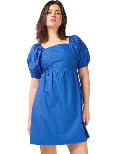 Robe évasée en popeline légère manches bouffantes et col carré respirant