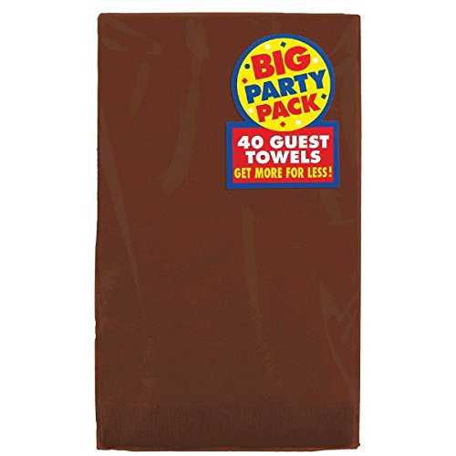 Amscan Big Party Pack 2‑Ply Guest Towels, Chocolate Brown Paper Napkins, 40 Pieces