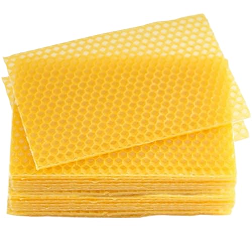 30 piezas de hojas de cera de abejas 5.2x3.5 '' cera para marcos de abejas sábanas de nonas de panal natural hojas de cera de abejas para suministros de apicultura