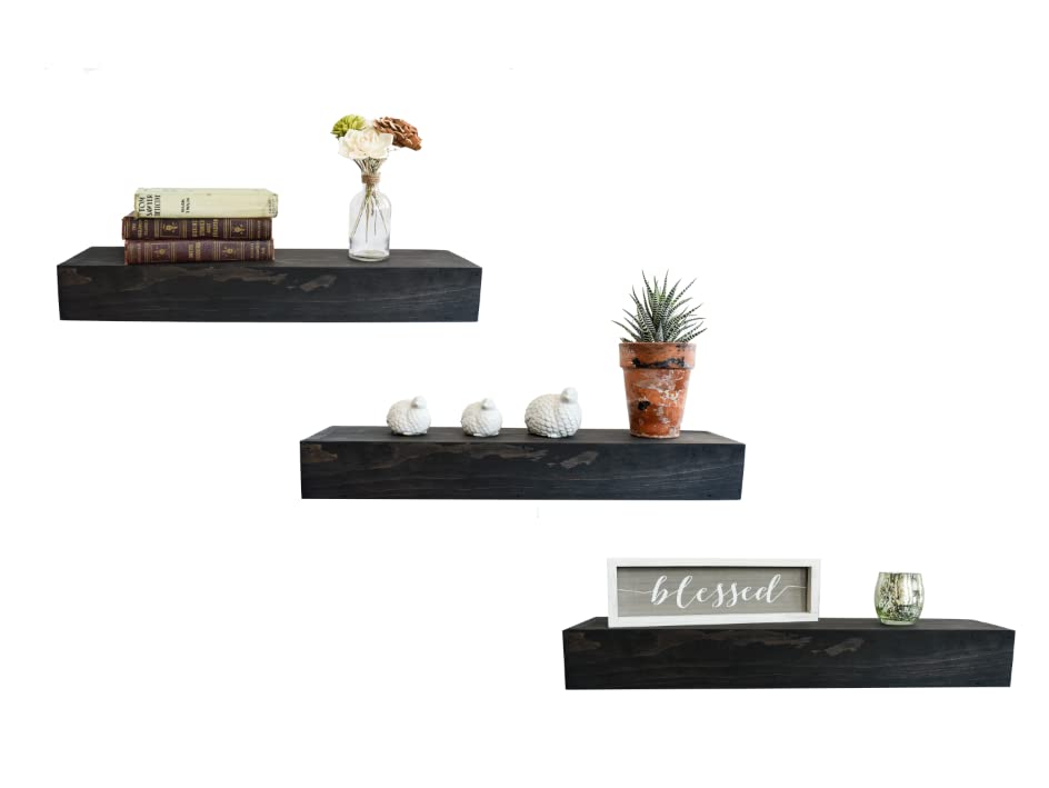 Floating shelves woodfarmhouse shelvesblack shelves above