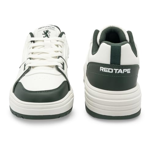 Image of Red Tape Men's Sneakers Black White Pu Round Toe Lace-Up