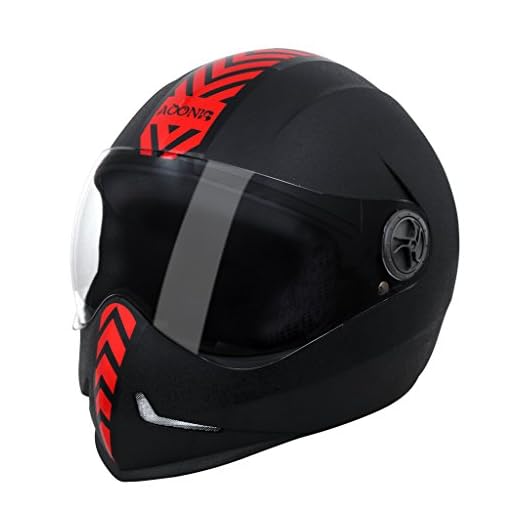 Steelbird 173609 Adonis Dashing Full Face Helmet (Black and Red, L)