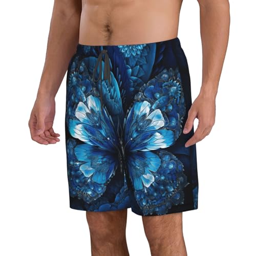 Men's Swim Trunks Blue Butterfly Pattern Quick Dry Board Shorts Mens Bathing Suit Beach Swimwear with Pockets4