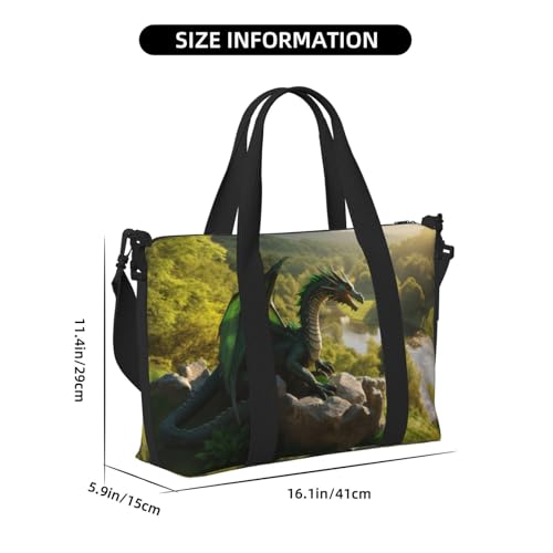 Laptop Tote Bag for Women Work - Deep Forest Stone Green Dragon Gym Bag for Women Men, Personal Item Crossbody Travel Bags Carry On, Overnight Weekender Bags for Women Travel2