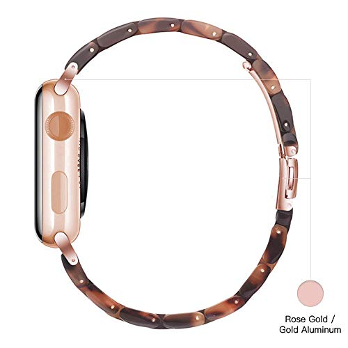 Light Apple Watch Band - Fashion Resin Iwatch Band Compatible With Copper Stainless Steel Buckle For Apple Watch Series 8 Series 7 Series Se Series 6 Series 5 4 3 2 1(Tortoise Stone, 38Mm/40Mm/41Mm) #TOP4