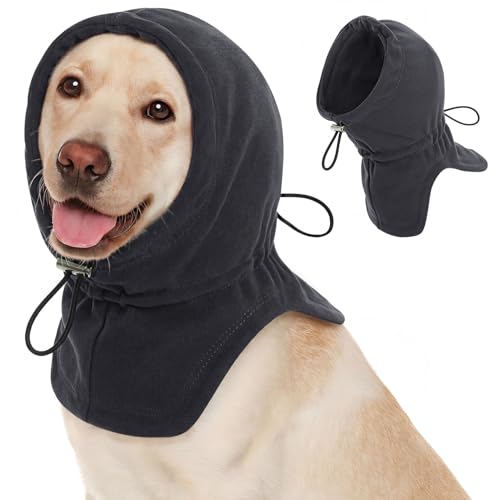 Preferhouse Dog Calming Hoodie Pet Ear Warmer Covers for Noise No Flap Ear Wrap for Dogs Quiet Ears Dog Hoodie Anxiety Relief Dogs Hat Calming Hood Head Cover Darkgrey M