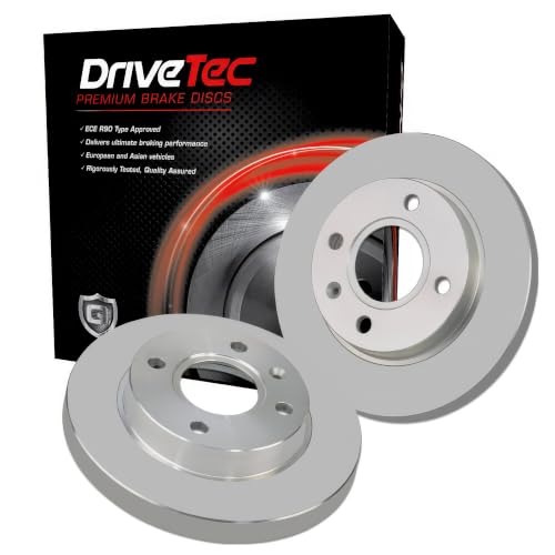 Image of 2x DriveTec Brake Discs Rear Fits Audi A3 Q3 Seat Alhambra Leon Skoda VW