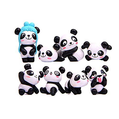 Animals RC Toys 8Pcs Naughty Plastic Mini Panda Figurines For Handcraft Fairy Garden Ornaments Cute Panda Figures Toys