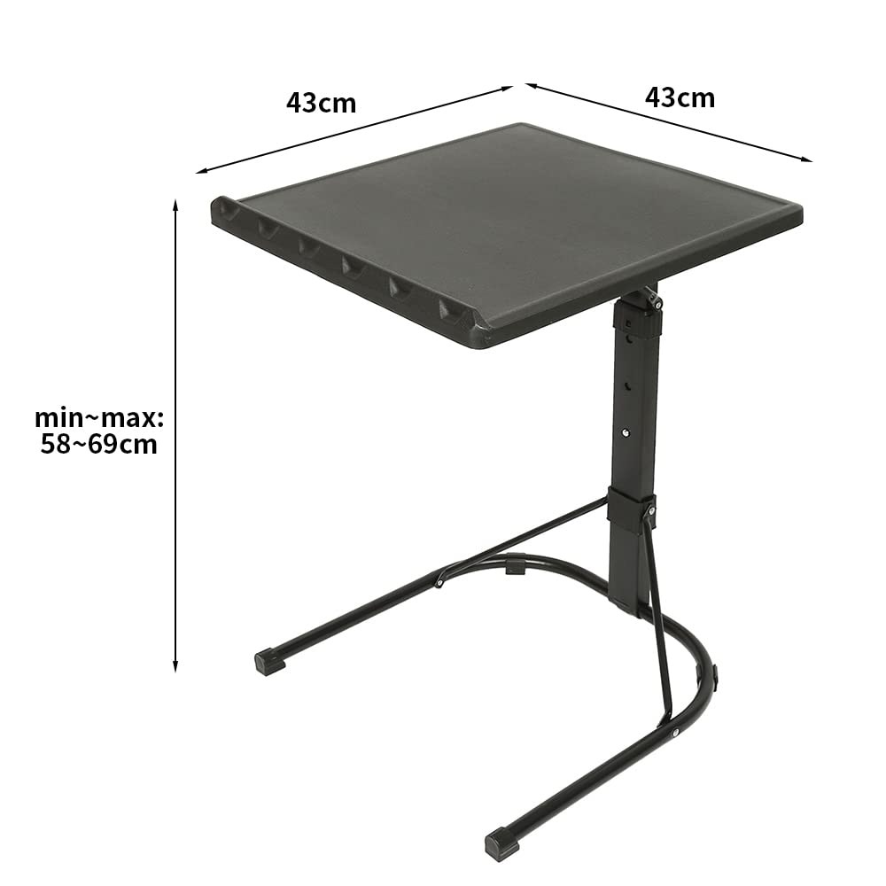 HUOLE Table d'appoint Pliable pour Ordinateur Portable, réglable en Hauteur et en Inclinaison, légère et Portable, pour lit, canapé, extérieur,43 * 43 * 69cm (Noir)