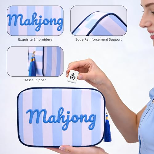 Bolsa para fichas de Mahjong con 4 cartas acrílicas miniatura 3