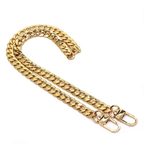 Image of Model Worker DIY Iron Flat Chain Strap Handbag Chains Purse Chain Straps Shoulder Cross Body Replacement Straps with Metal Buckles (31.5 inch, Gold)