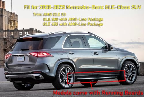 Image of Mud Flaps Compatible with Mercedes-Benz GLE-Class SUV 2020-2026 | GLE 450, GLE 580, Models with AMG-Line Package & Running Boards, Front Rear Splash Guards Mud Guards Set of 4, Black