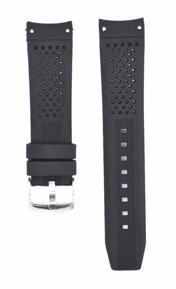 Ewatchaccessories 22mm Silicone Rubber Curved End Watch Band Strap For Men and Women | Black Pin Buckle (B09QQLRXY2) Amazon Price History, Amazon Price Tracker
