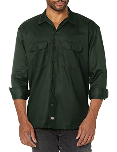 Dickies Men's Long Sleeve Work Shirt, Hunter Green, 2X