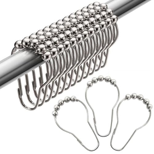 Stainless Steel Curtain Hooks Set of 12, Heavy Duty Drapery Pin Hooks for Curtains, Rustproof Silver Curtain Hanging Hooks 6 x 4 cm (2.3 x 1.6 inch) for Window Door Drapes & Shower Curtains-image-27