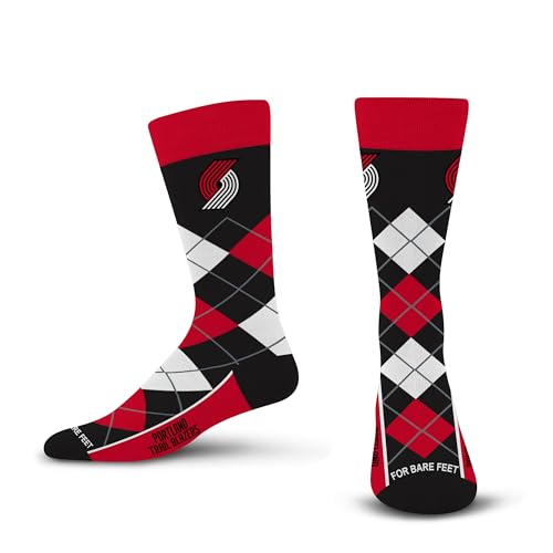 For Bare Feet NBA PORTLAND TRAILBLAZERS Argyle Remix Premium Dress Sock Team Color OSFM