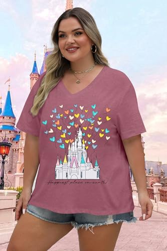 Image of NANYUAYA Plus Size Magic Shirts for Women Castle Kingdom Graphic Magical T Shirt Cute Holiday Princess Tee Vacation Tops
