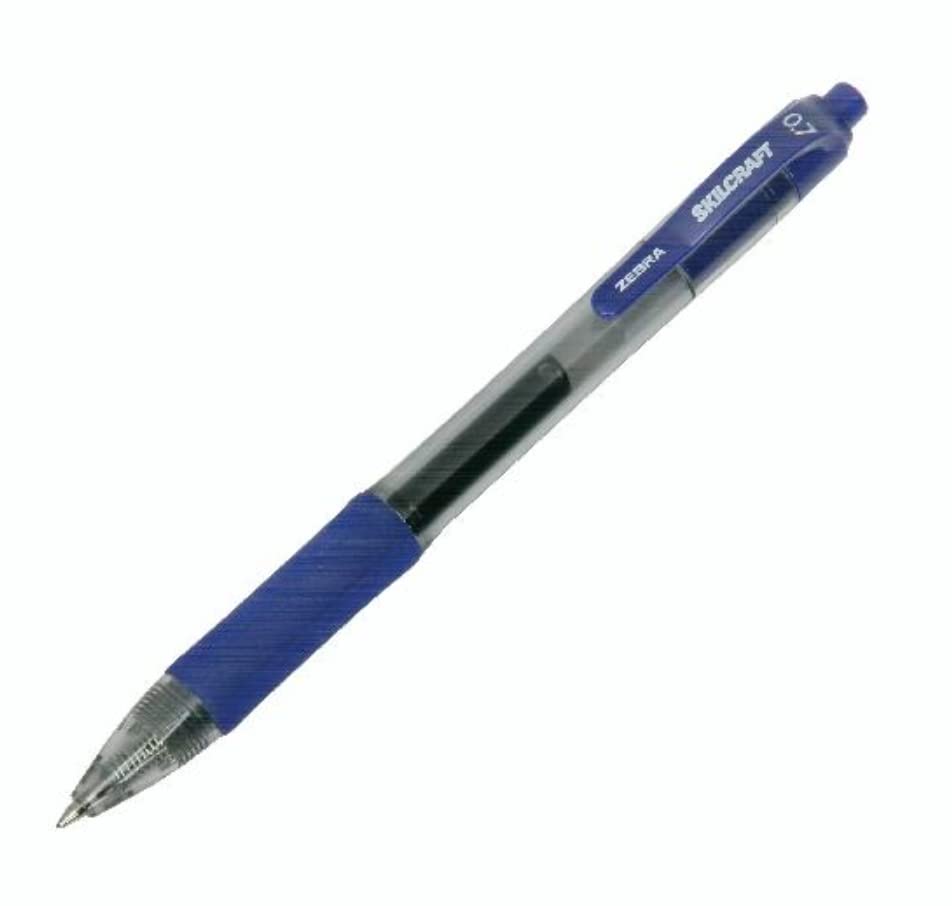 Bolígrafo retráctil de gel AbilityOne azul punta media miniatura 2
