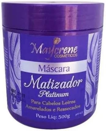 Máscara Matizadora Blond Platinum Cabelos Loiros Maycrene 500gr