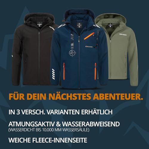 Kirkjubøur® Hestur Herren SOFTSHELLjacke 10.000 mm Wassersäule mit Kapuze und Fleecefutter, atmungsaktiv und wasserabweisend mit Stehkragen, Outdoor (as3, alpha, m, regular, regular, Grün)
