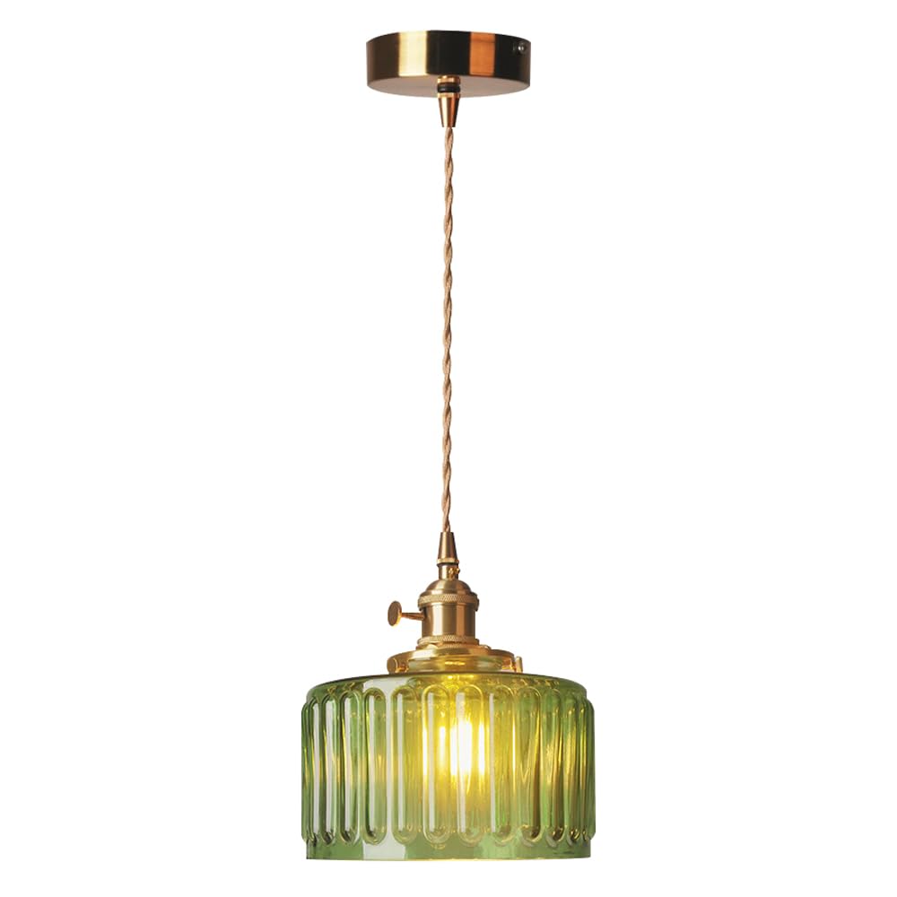 KXKLGWHN E26 Screw Single Headed Chandelier, Nordic Industrial Style Glass Hanging Light, Flush Mount Pendant Lamp, Bedroom Dining Room Balcony Decorative Lighting Fixtures