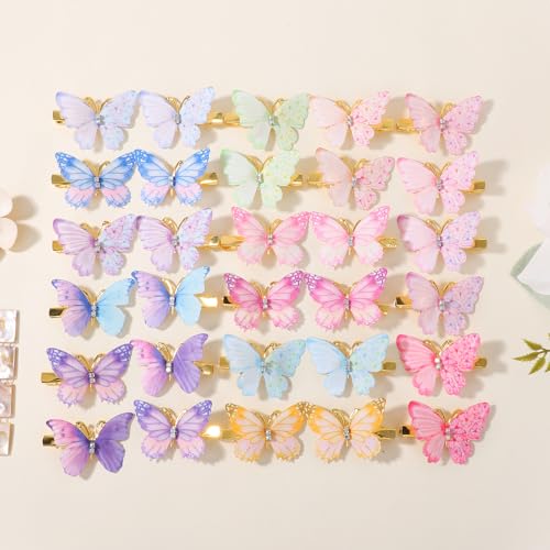 Pinzas para el pelo de mariposa yoyokid, pack de 30 horquillas de metal degradado para niñas 6