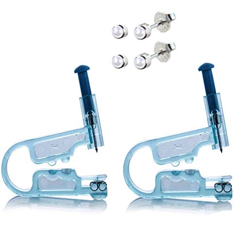 2 PCS Disposable Safety Asepsis Ear Piercing Gun Unit Tool With Ear Stud Asepsis Pierce Kit (Pearl)
