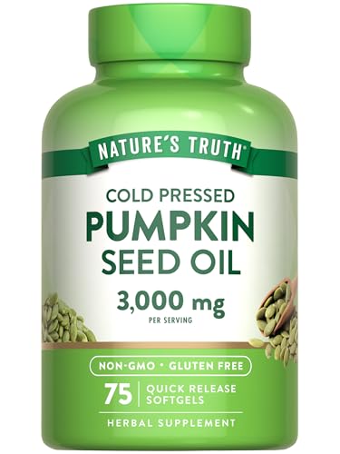 Natures Truth Pumpkin Seed Oil | 3000mg | 75 Softgels | Cold Pressed Herbal Supplement | Non-GMO & Gluten Free