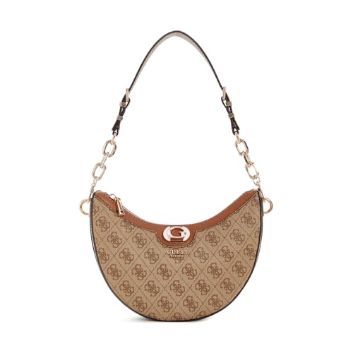 GUESS Orlina Logo Top Zip Shoulder Bag Latte Logo/Brown