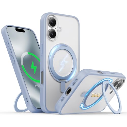 Coque iPhone 17 magnétique en bleu clair haut de gamme avec béquille en métal durable