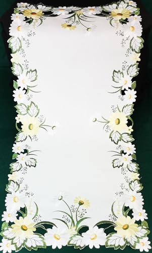 Aude Home Camino de mesa 40 x 90 cm, diseño de flores, amarillo, poliéster