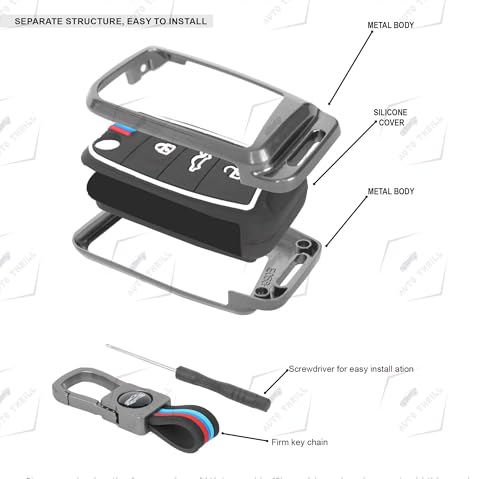Image of Auto Thrill Premium Metal Alloy Key Cover for Skoda and Volkswagen - Kushaq | Octavia | Kodiaq | Superb | Slavia | Passat | Taigun | Tiguan | Virtus | T ROC 3 Button flip Key.