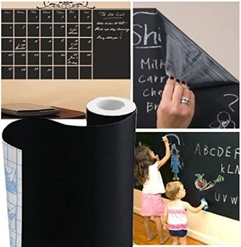 Chalk Board Contact Paper Wall Sticker 2 ft. x 9.9 ft. DIY Adhesive Blackboard, TAKSDAI Removable Vinyl Decal Chalkboard Wallpaper Peel and Stick, with Bonus Chalks (1 Roll 2ft.x9.9ft.)