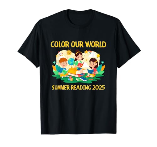 Colorea nuestro mundo. Biblioteca del programa de lectura de verano de verano 2025 Camiseta