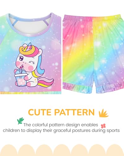 Image of LQSZ Matching Girls & Doll Pajamas Set for Toddler Girls Short Sleeves Cute Outfit Sleepwear