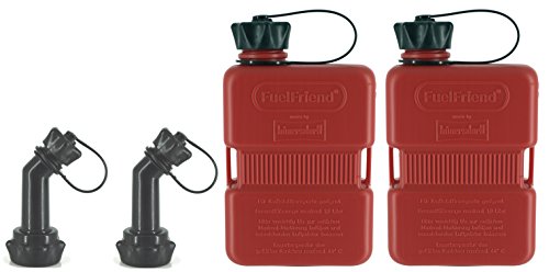 Preisvergleich Produktbild FuelFriend®-PLUS 1,0 Liter - Klein-Benzinkanister Mini-Reservekanister + verschließbares Auslaufrohr - im Doppelpack