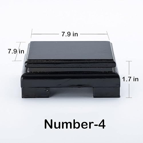 Miniatura 10 de GOLDY&WENDY Plaza de madera maciza base jarrón conjunto de té Buda piedra soporte de exhibición de artesanía doméstica Pedestal