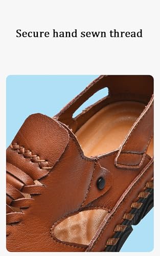 Men's Sandals Leather Closed Toe Fisherman Sandals Casual Walking Sports Summer Beach Water Shoes3
