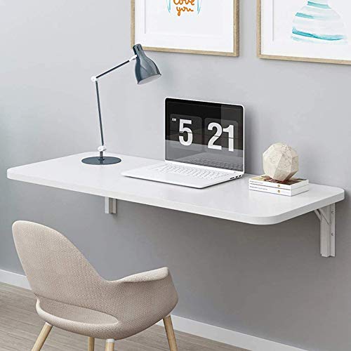 Table murale pliante blanche 120x50 cm LUNEZY avec passe-câble - 3